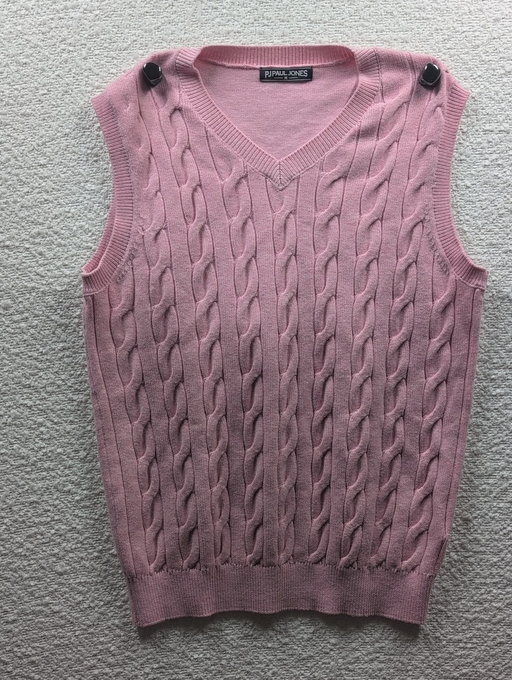 Paul Jones Pink Cable Knit V-Neck Sweater Vest Medium
